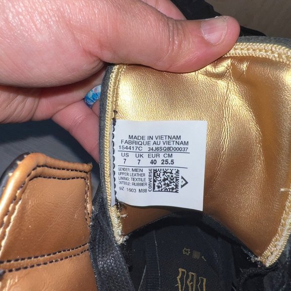 Converse Chuck Taylor CT All Star Alpha Hi Leather Black/Gold Women's 8.5 - Picture 9 of 10